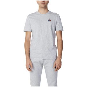 le coq sportif, Tops, Heren, Grijs, S, Katoen, Grijze Marl Katoenen T-Shirt