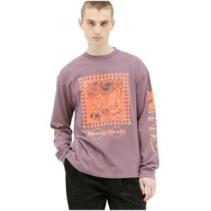 Brain Dead, Tops, Heren, Paars, XL, Katoen, Grafische Print Longsleeve T-shirt