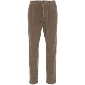 Cruna, Broeken, Heren, Bruin, S, Katoen, Bruine Slim-Fit Katoenen Broek Aw 24