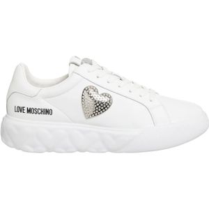 Love Moschino, Schoenen, Dames, Wit, 39 EU, Puffy Heart Sneakers