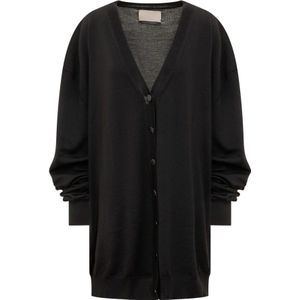 Calcaterra, Oversized Cardigan Zwart, Dames, Maat:S