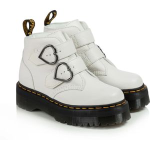 Dr. Martens, Schoenen, Dames, Wit, 40 EU, Leer, Witte Leren Plateau Schoenen