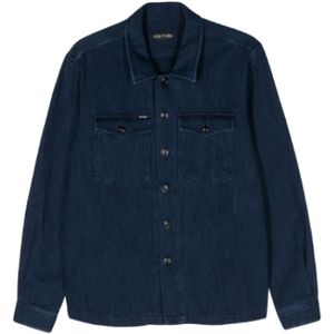 Tom Ford, Light Denim Jack Blauw, Heren, Maat:2XL