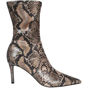 Stella McCartney, Schoenen, Dames, Veelkleurig, 37 1/2 EU, Leer, Python Print Enkellaarzen