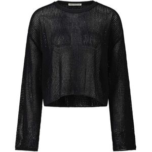 Drykorn, Truien, Dames, Zwart, S, Zomer Cropped Pullover Imeny