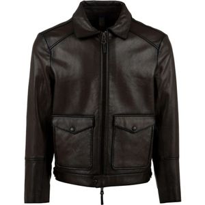 The Jack Leathers, Jassen, Heren, Bruin, 2Xl, Leren jassen met dubbele ritssluiting en voorzakken