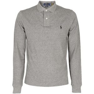 Ralph Lauren, Tops, Heren, Grijs, M, Lange Mouw Piqué Shirt