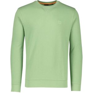 Hugo Boss, Sweatshirts & Hoodies, Heren, Groen, XL, Katoen, Groene Sweater Ronde Hals Katoen