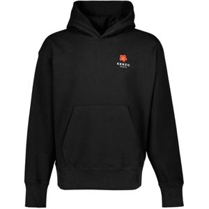 Kenzo, Sweatshirts & Hoodies, Heren, Zwart, L, Katoen, Bloemen hoodie