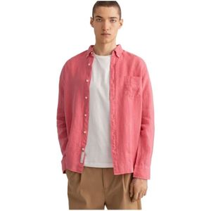 Gant, Reguliere Linnen Overhemd Roze, Heren, Maat:L