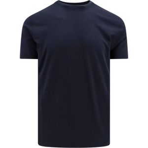 Tom Ford, Tops, Heren, Blauw, M, Katoen, Blauw Crew-neck T-shirt met geborduurd logo