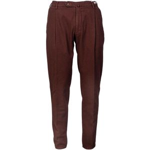 L.b.m. 1911, Heren pantalon met plooien. Regular fit. Gemaakt in Italië. Rood, Heren, Maat:L