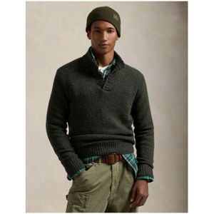 Polo Ralph Lauren, Truien, Heren, Groen, S, Wol, Wollen Mix Knoop Turtleneck Sweater