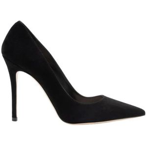 Parallele, Schoenen, Dames, Zwart, 37 EU, Suède, Zwarte Suède Puntige Stiletto Hakken