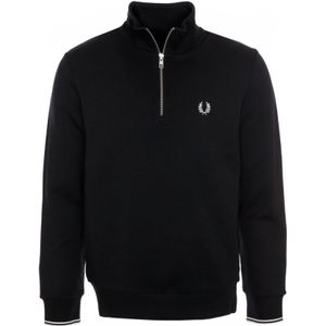 Fred Perry, Sweatshirts & Hoodies, Heren, Blauw, S, Katoen, Half-Zip Sweatshirt met Logo Stitching