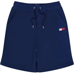 Tommy Hilfiger, Korte broeken, Heren, Blauw, S, Katoen, Elastische Taille Logo Patch Katoenen Shorts