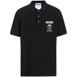 Moschino, Tops, Heren, Zwart, S, Katoen, Zwart Polo T-Shirt Couture