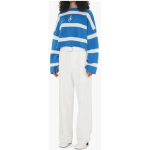 JW Anderson, Truien, Dames, Veelkleurig, L, Wol, Blauw Gestreepte Anchor Gebreide trui