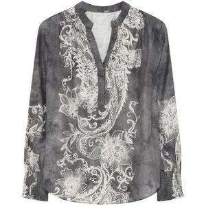 Gustav, Blouses & Shirts, Dames, Grijs, 2Xl, Rayon, Lange Mouw Blouse Sikka Stijl