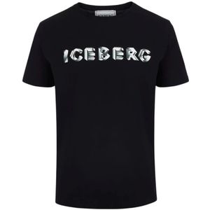 Iceberg, Tops, Heren, Zwart, L, Grote Branding Zwart 3D Logo