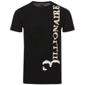 Billionaire, Tops, Heren, Zwart, S, Katoen, Zwart Katoen Logo Print T-Shirt