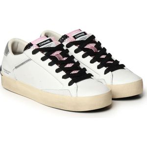 Crime London, Schoenen, Dames, Wit, 41 EU, Leer, Wit Roze Glitter Sneakers