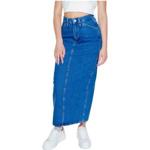 Calvin Klein Jeans, Rokken, Dames, Blauw, W29, Katoen, Blauwe Katoenen Rok Herfst/Winter Collectie