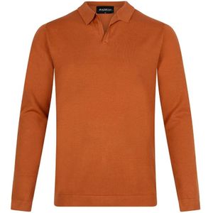 Radical, Buttonless Gebreide Polo LS | Bruin Bruin, Heren, Maat:XL