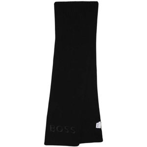 Hugo Boss, Zwarte kindersjaal met tonale logo Zwart, Heren, Maat:ONE Size