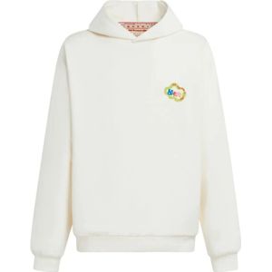 Marni, Logo-Print Hoodie voor Heren Wit, Heren, Maat:M