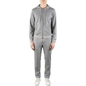 Moorer, Wollen Interlock Jumpsuit met Capuchon en Rits Grijs, Heren, Maat:L