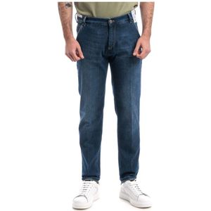 PT Torino, Jeans, Heren, Blauw, W38, Denim, Losse Denim Stretch Broek