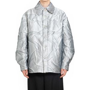 Louis Gabriel Nouchi, Jassen, Heren, Grijs, L, Crash Kraag Overshirt Lange Mouwen