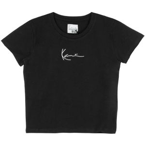 Karl Kani, Tops, Dames, Zwart, M, Katoen, Signature Crop Tee Zwart/Wit