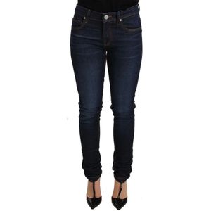 Versace Jeans Couture, Donkerblauwe Skinny Jeans met Lage Taille Blauw, Dames, Maat:W26
