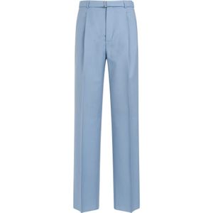 Lanvin, Broeken, Heren, Blauw, M, Wol, Blauwe Wol Broek