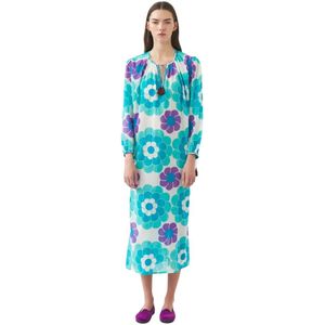 Antik Batik, Print vloeibare jurk Suny Blauw, Dames, Maat:M