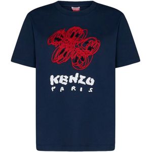 Kenzo, Tops, Heren, Blauw, XL, Katoen, T-Shirts