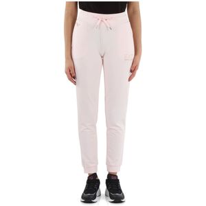 Emporio Armani Ea7, Broeken, Dames, Roze, XL, Polyester, Sportieve broek met logo print