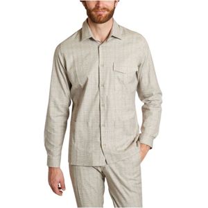 Jagvi. Rive Gauche, Biologisch katoenen geruite overshirt Beige, Heren, Maat:M