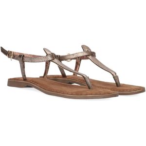 Lazamani, Schoenen, Dames, Bruin, 41 EU, Leer, Bronze Metallic Sandalen