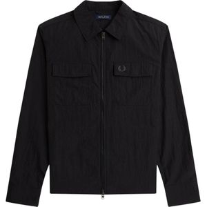 Fred Perry, Heren Zip Overshirt Jas Zwart, Heren, Maat:XL