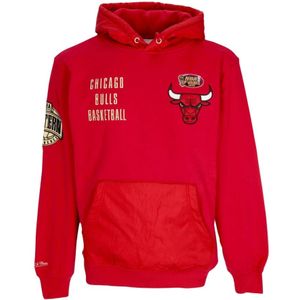 Mitchell & Ness, NBA Team OG 2.0 Fleece Hoodie Vintage Logo Rood, Heren, Maat:L