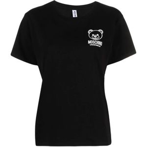 Moschino, Tops, Heren, Zwart, S, Katoen, Zwart Teddy Bear Print T-shirt