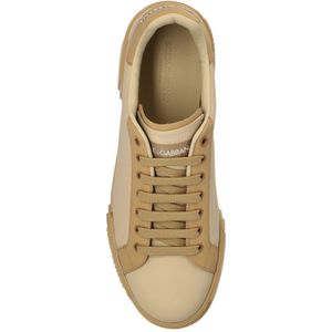 Dolce & Gabbana, Schoenen, Heren, Beige, 41 1/2 EU, Leer, Sneakers Portofino