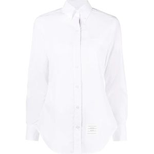 Thom Browne, Blouses & Shirts, Dames, Wit, M, Katoen, Slim-Fit Overhemd met RWB Strepen