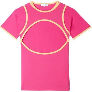 Sunnei, Tops, Heren, Roze, M, Stretchy hot pink T-shirt met gecombineerde bh