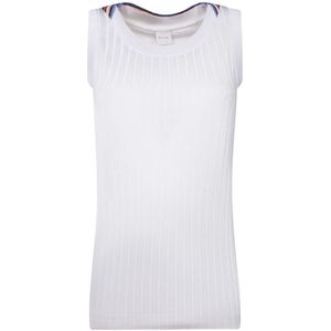 Paul Smith, Tops, Dames, Wit, XS, Gestreepte Mouwloze Viscose Top