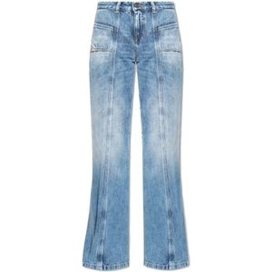 Diesel, Jeans, Dames, Blauw, W25 L32, Wijde Pijp Blauwe Jeans