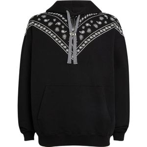 Marcelo Burlon, Sweatshirts & Hoodies, Heren, Zwart, S, Bandana Comfort Hoodie Zwart Wit
